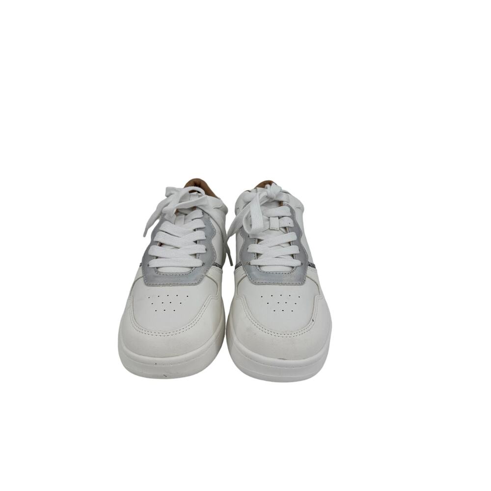 NEW Yellow Box Niko Low top Court Sneakers White Glitter Sz 8
